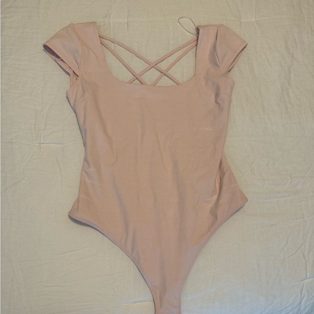 Blush Pink Crisscross Back Bodysuit